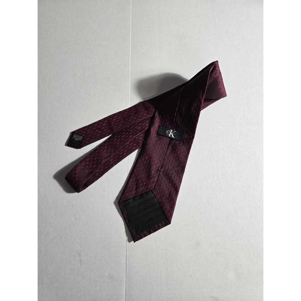Calvin Klein CK Burgundy Necktie‎ Woven Pattern Business Formal Men's
